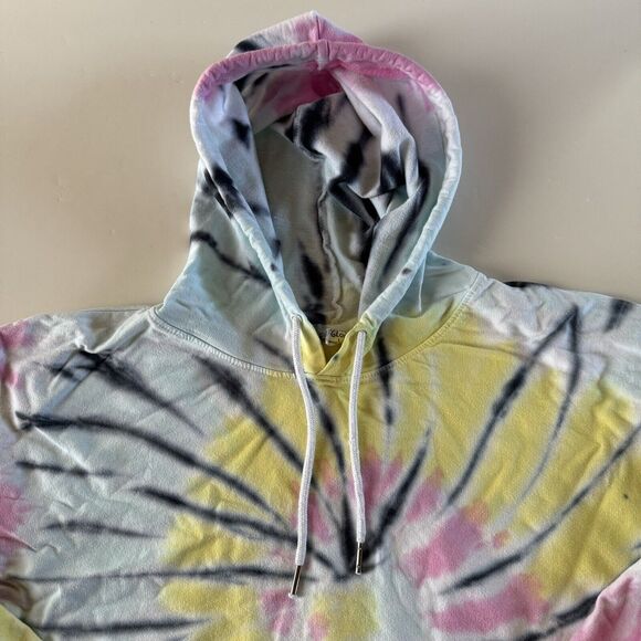Sunset Glow Tie Dye Crop Hoodie Sweatshirt Size L Twisted Lemon - Picture 2 of 10